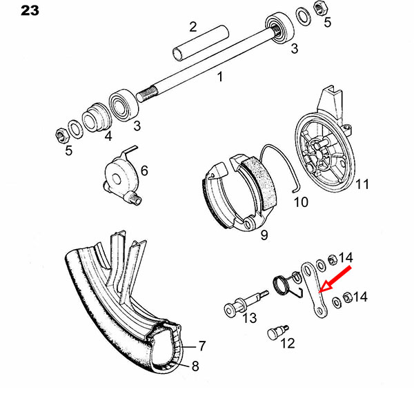 Poluga razmikača Tomos Targa prednji točak