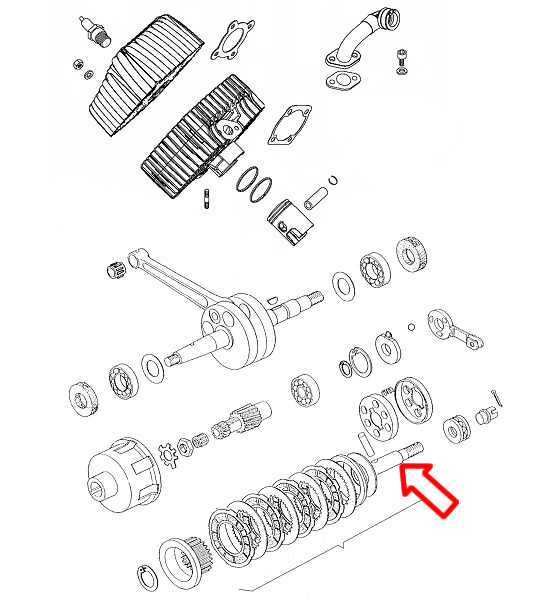 Osovina kvačila Tomos APN6 novi tip L81 mm