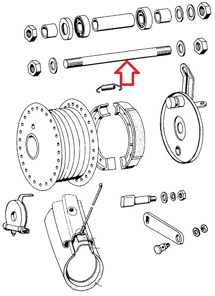 Osovina točka Tomos A3 A35 prednja 12x145 mm