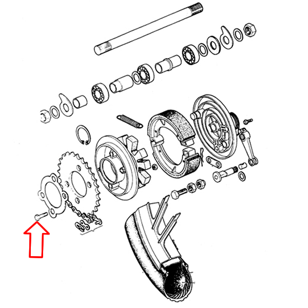 Šraf zadnjeg lančanika Tomos E90 M7x40 mm