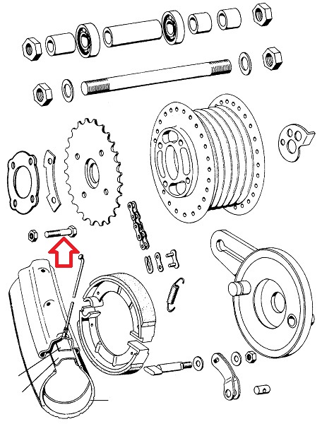 Šraf zadnjeg lančanika Tomos A3 A35 A5 M7x25 mm