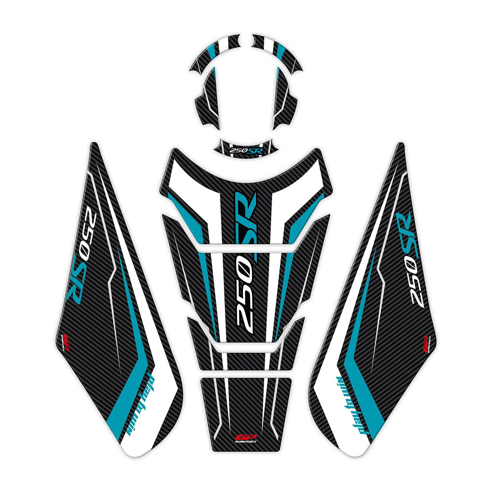 Nalepnice rezervoara TANK PAD CF MOTO 250SR tirkizno carbon (20-24) GP KOMPOZIT