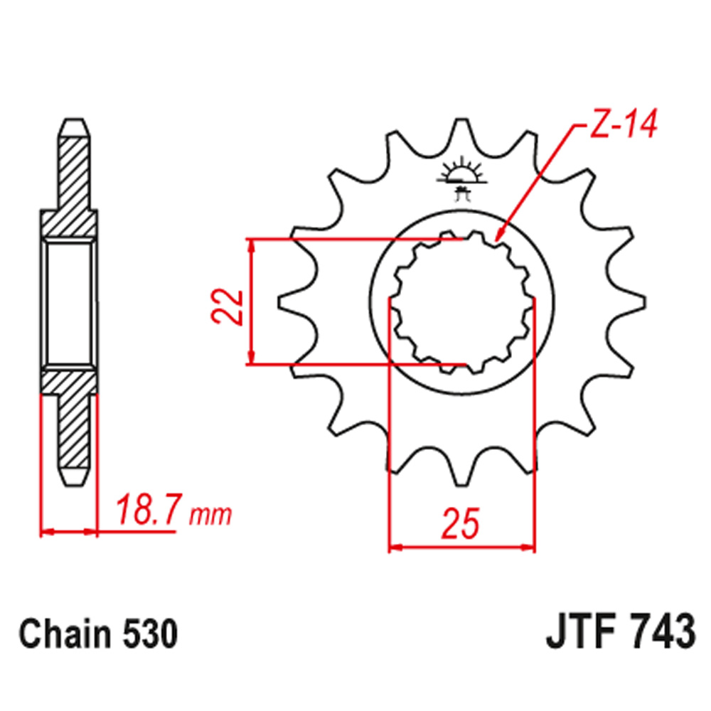 Lančanik prednji JT  JTF743-15 (530)15 zuba