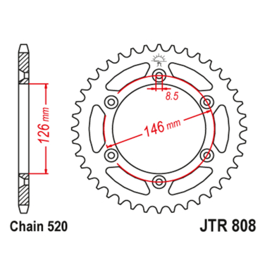 Lančanik zadnji JT JTR808-50SC (520) 50 zuba