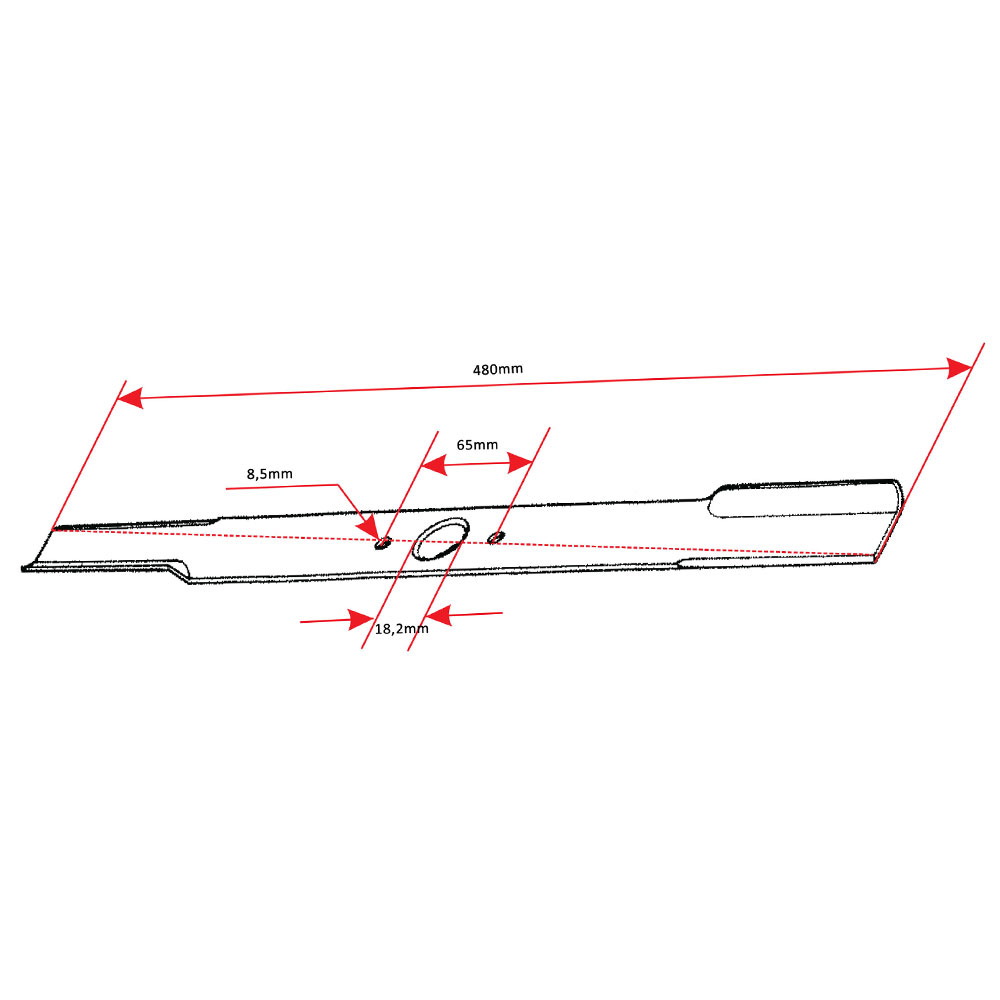 Nož kosačice L 480 mm fi 18,2mm Castelgarden