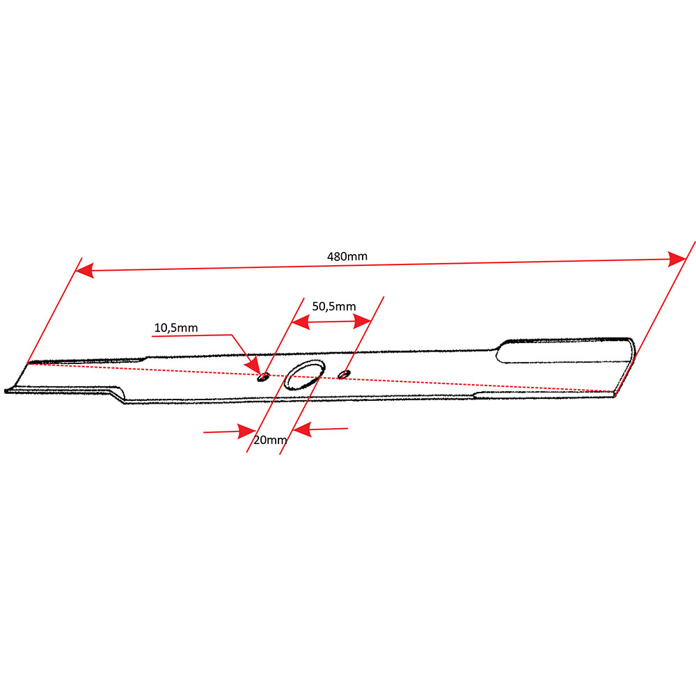Nož kosačice L 480 mm fi 20 mm Panonija 48