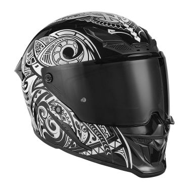 Kaciga NOX EXKLUSIV GOLIATH MAORI Full Face mat crno bela 2XL