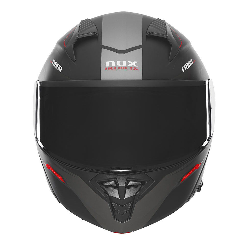 Kaciga NOX Flip Up N968 ULTRA sa naočarima mat crno crvena S