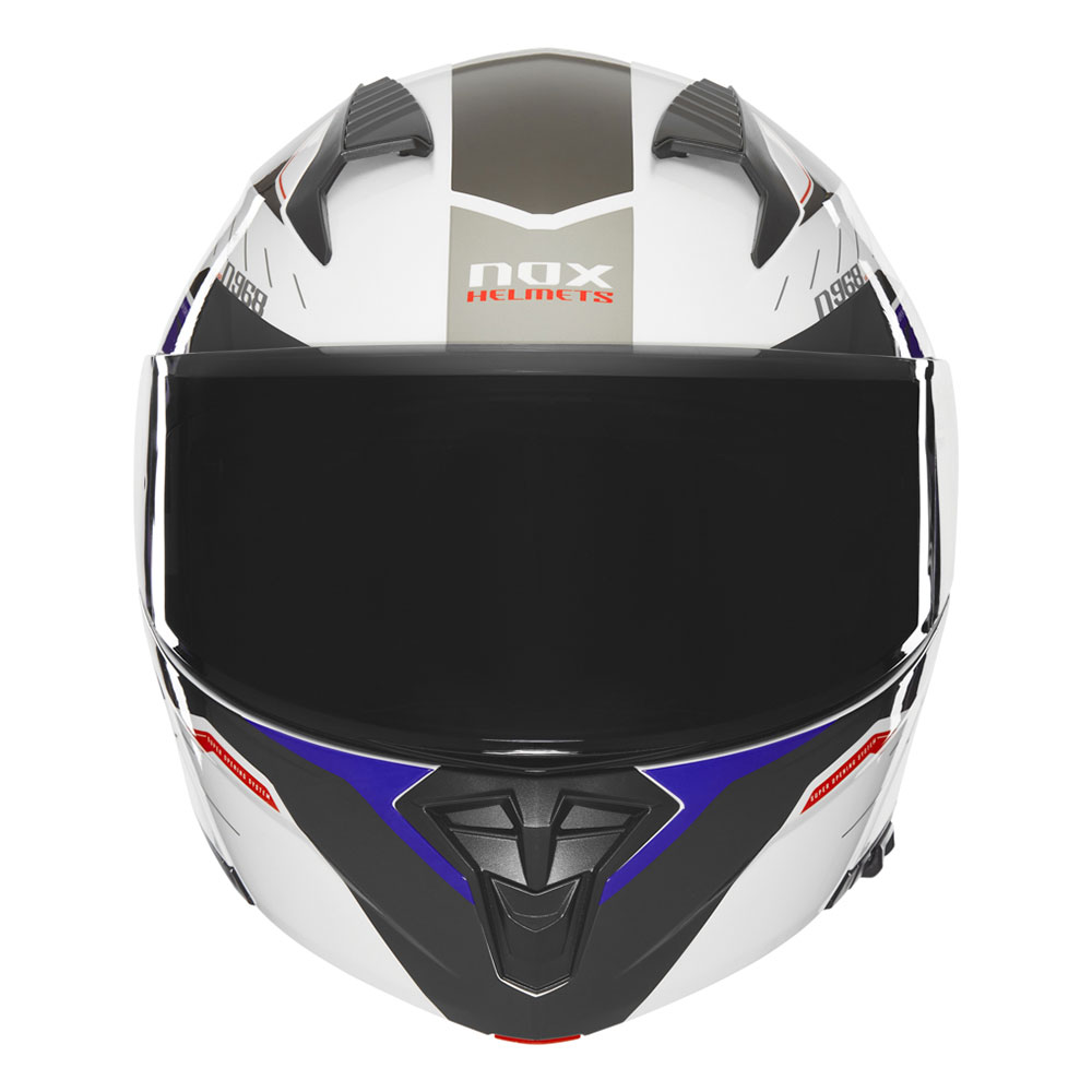 Kaciga NOX Flip Up N968 ULTRA sa naočarima belo plavo crvena