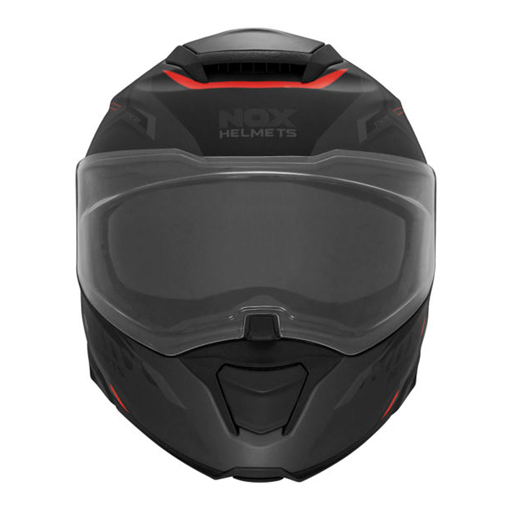 Kaciga NOX Flip Up N967 SYNCHRO sa naočarima mat crno crvena