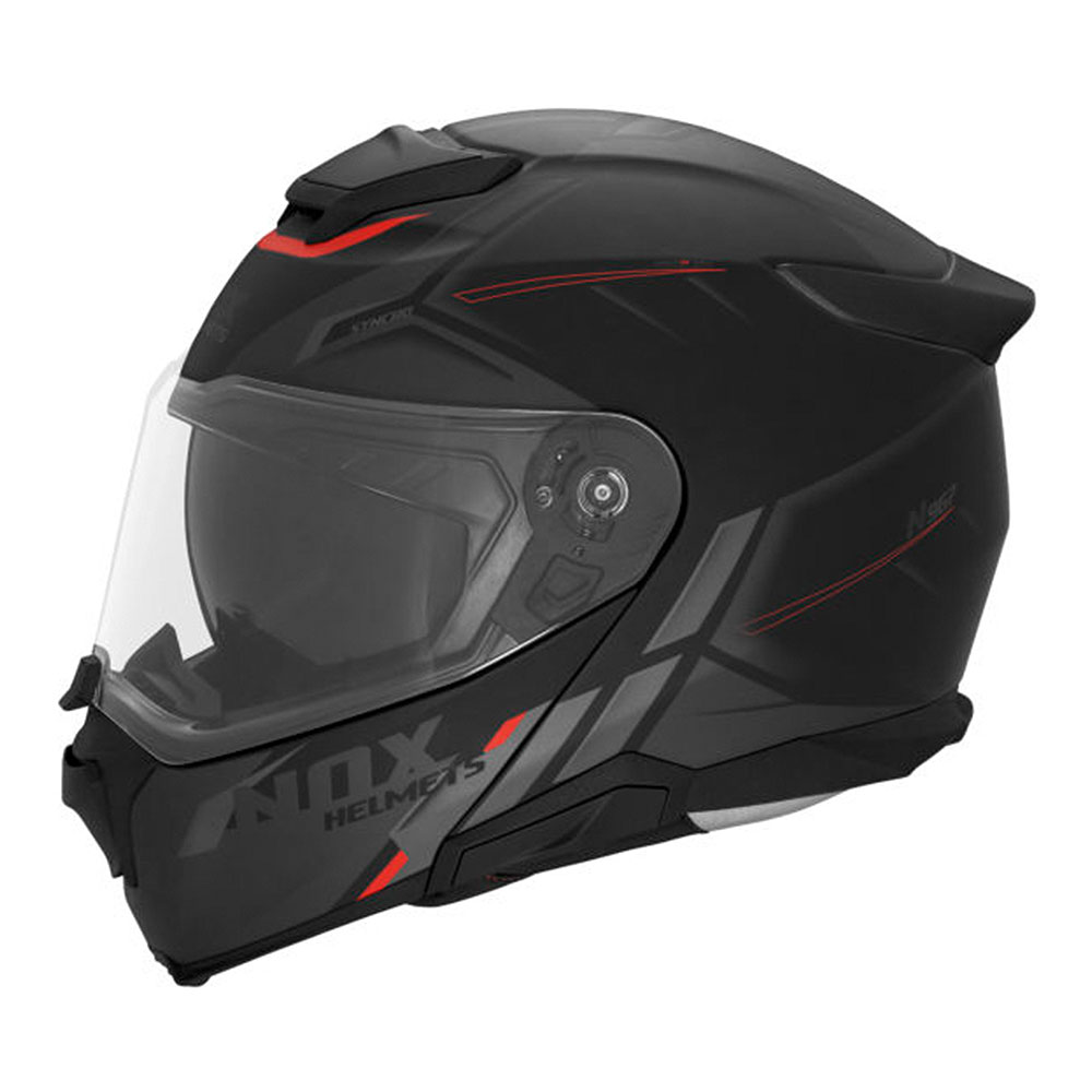 Kaciga NOX Flip Up N967 SYNCHRO sa naočarima mat crno crvena 2XL