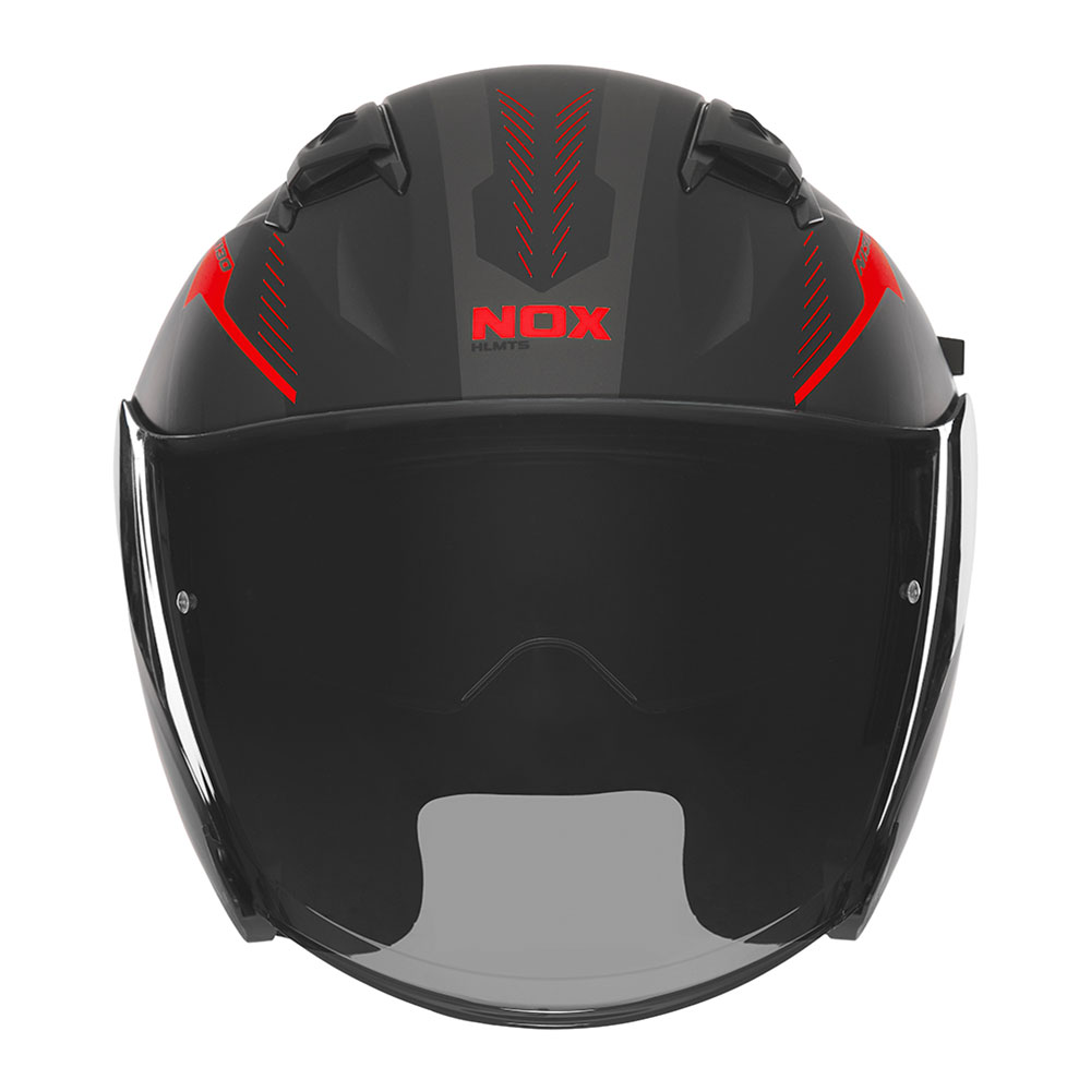 Kaciga NOX Jet N130 MYST mat crno crvena S