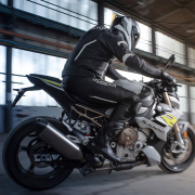 Pantalone kožne VALYANT crno bele L MODEKA