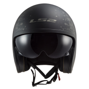 Kaciga LS2 Jet OF599 SPITFIRE  crna sa zastavom M