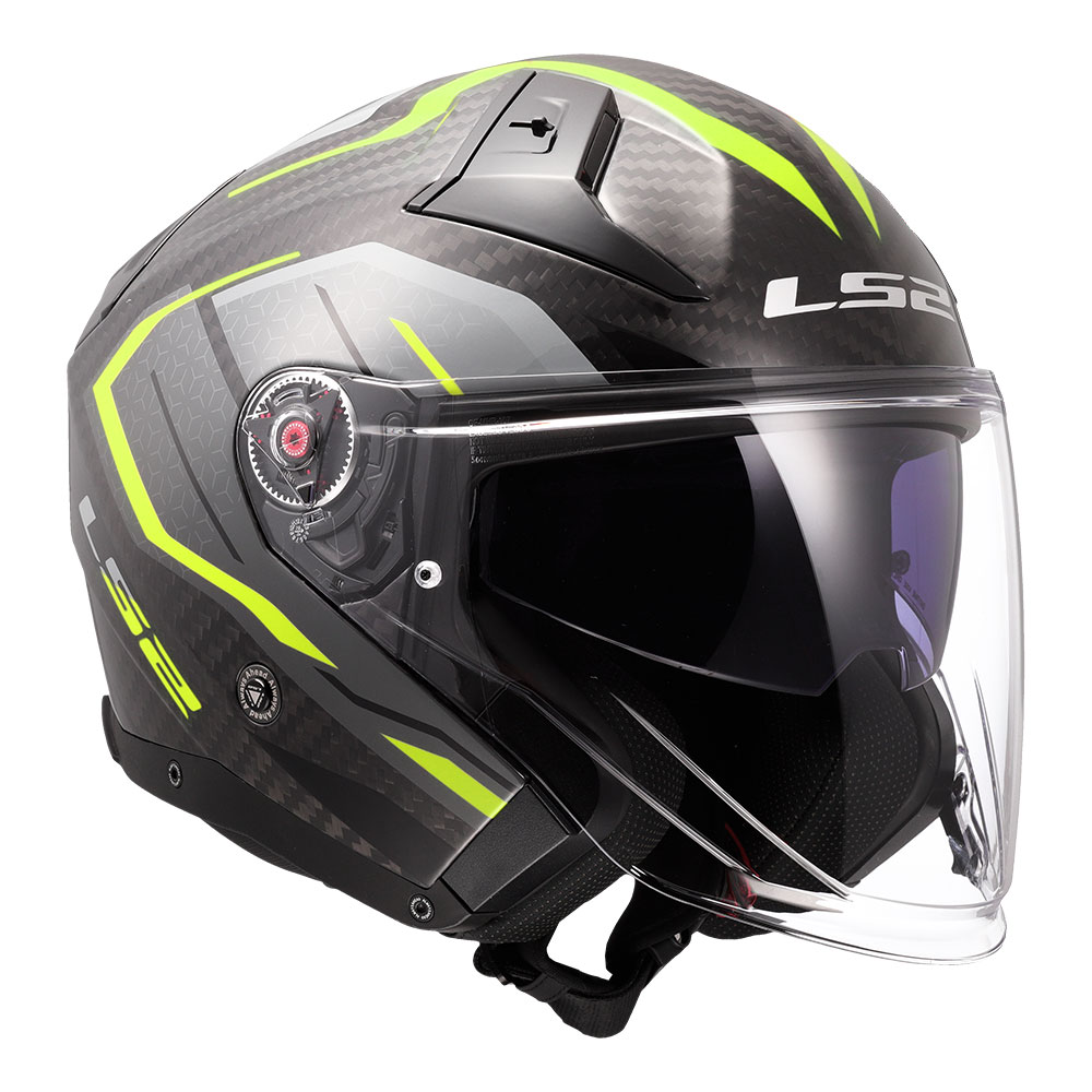 Kaciga LS2 Jet OF603 INFINITY II CARBON URUS crno žuta XL