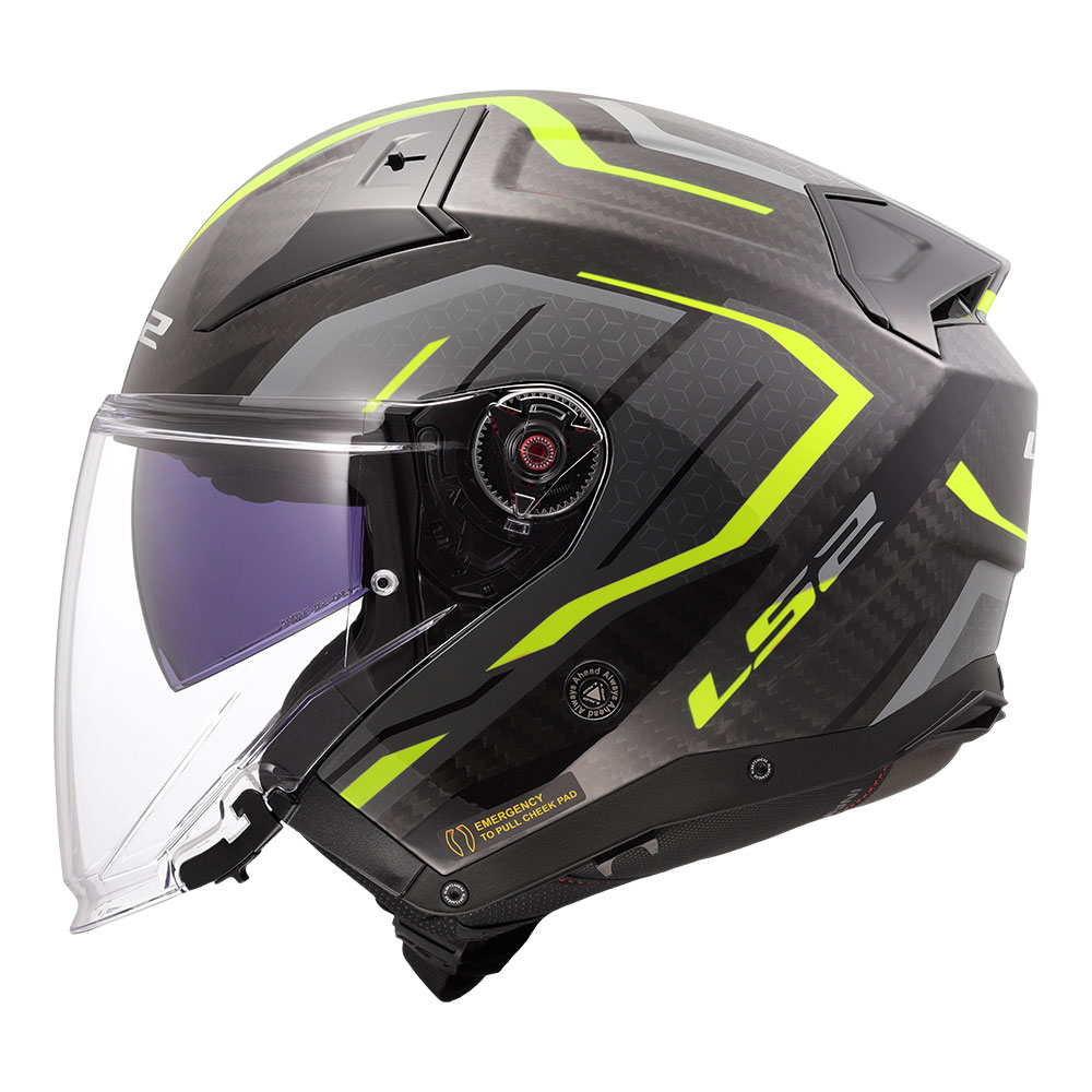 Kaciga LS2 Jet OF603 INFINITY II CARBON URUS crno žuta XL