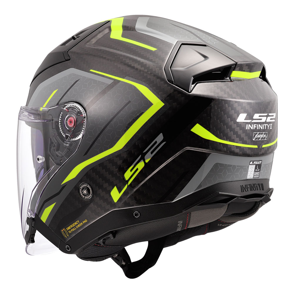 Kaciga LS2 Jet OF603 INFINITY II CARBON URUS crno žuta XL