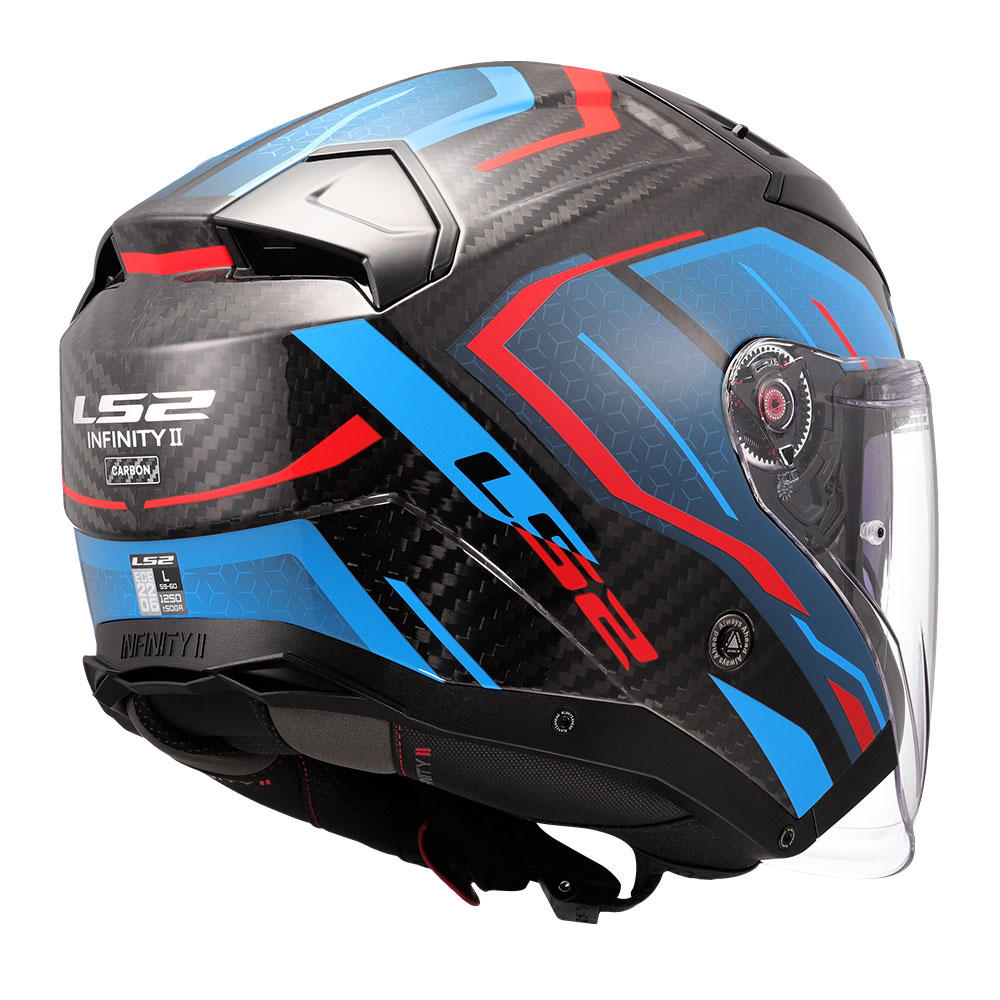 Kaciga LS2 Jet OF603 INFINITY II CARBON URUS plavo crvena