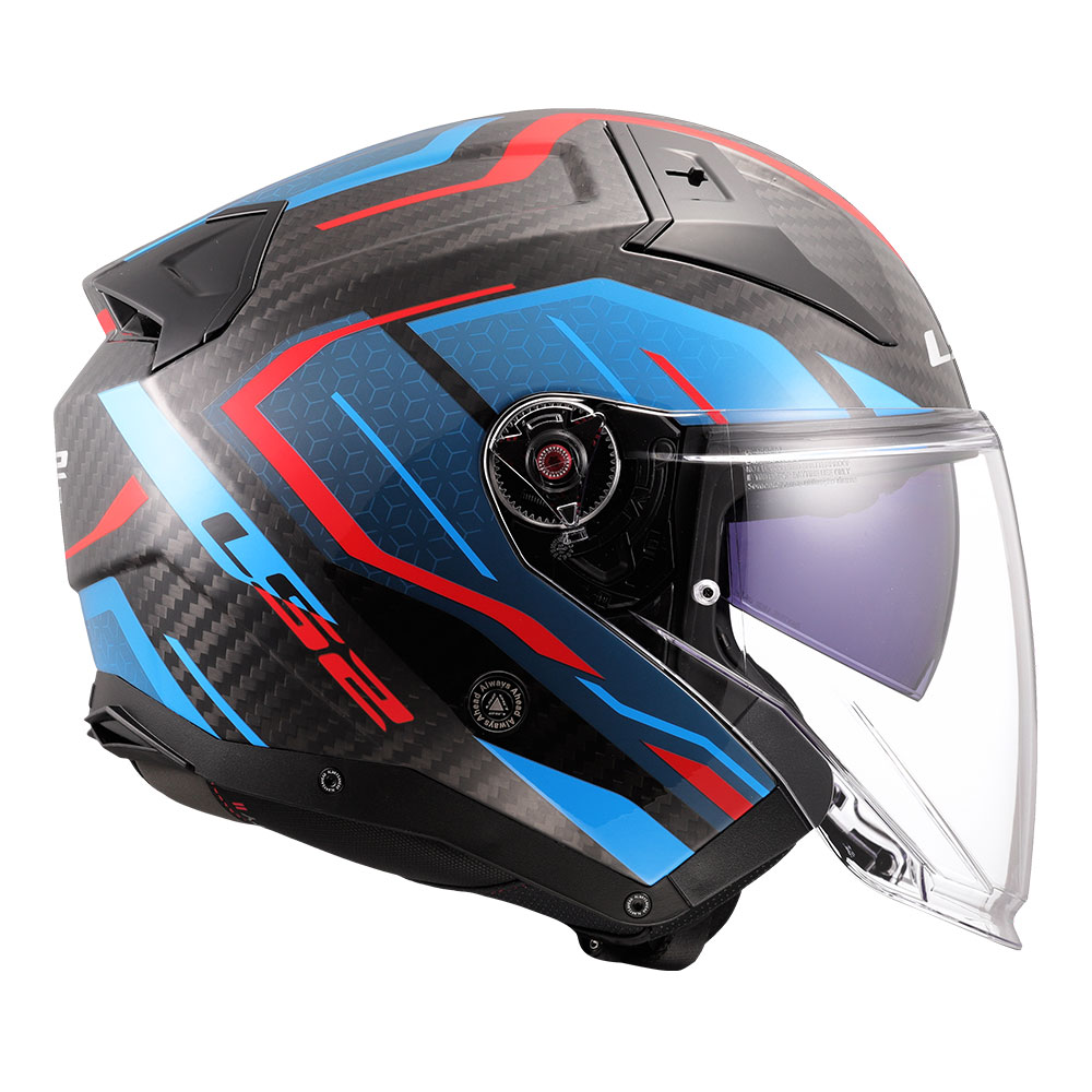 Kaciga LS2 Jet OF603 INFINITY II CARBON URUS plavo crvena XL