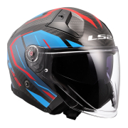 Kaciga LS2 Jet OF603 INFINITY II CARBON URUS plavo crvena XL