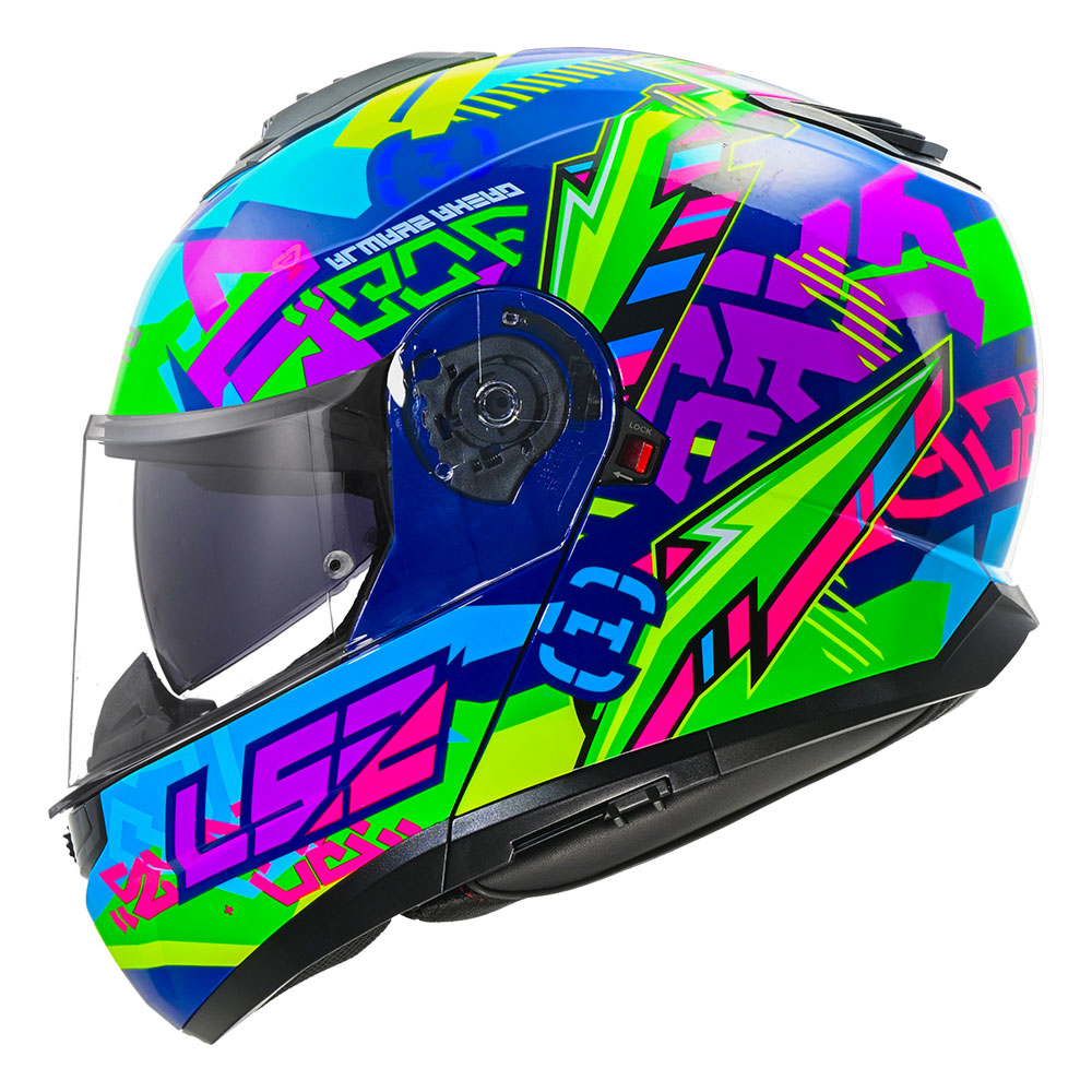 Kaciga LS2 Flip Up FF908 STROBE II SVENT plavo zelena L