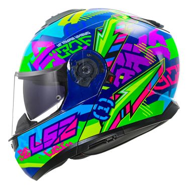 Kaciga LS2 Flip Up FF908 STROBE II SVENT plavo zelena S