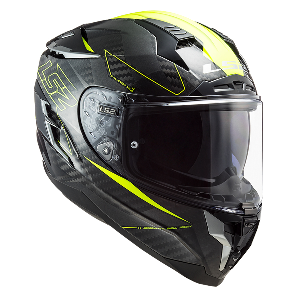 Kaciga LS2 Full Face FF327 CHALLENGER CARBON FOLD žuta sa naočarima