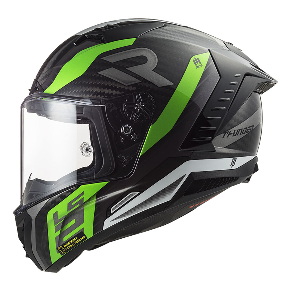 Kaciga LS2 Full Face FF805 THUNDER CARBON SUPRA mat crno zelena