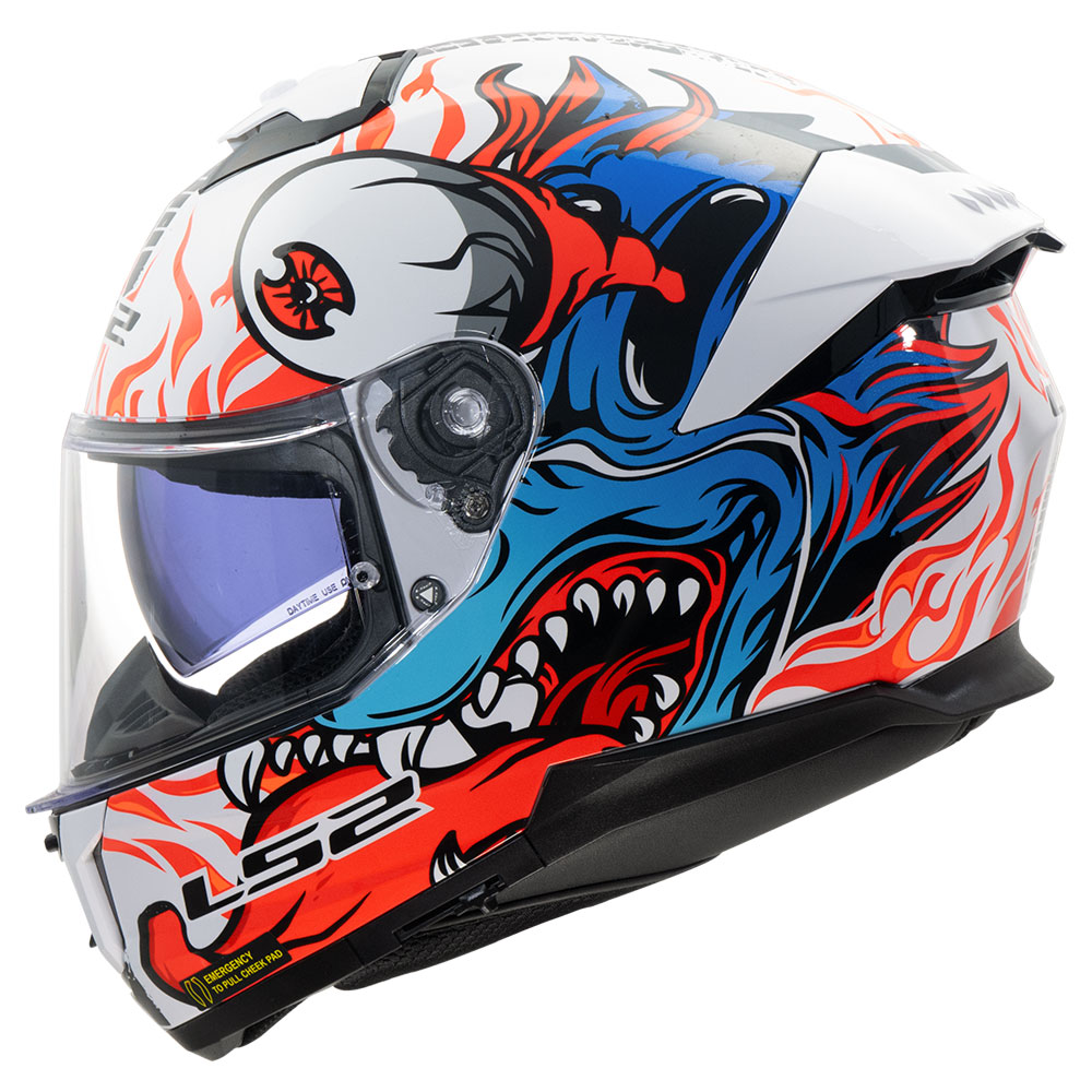 Kaciga LS2 Full Face FF808 STREAM II INFERNO belo plava sa naočarima M
