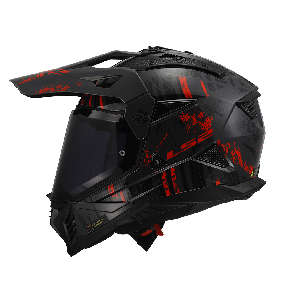 Kaciga LS2 Cross MX702 PIONEER II CRAZY mat crno crvena L