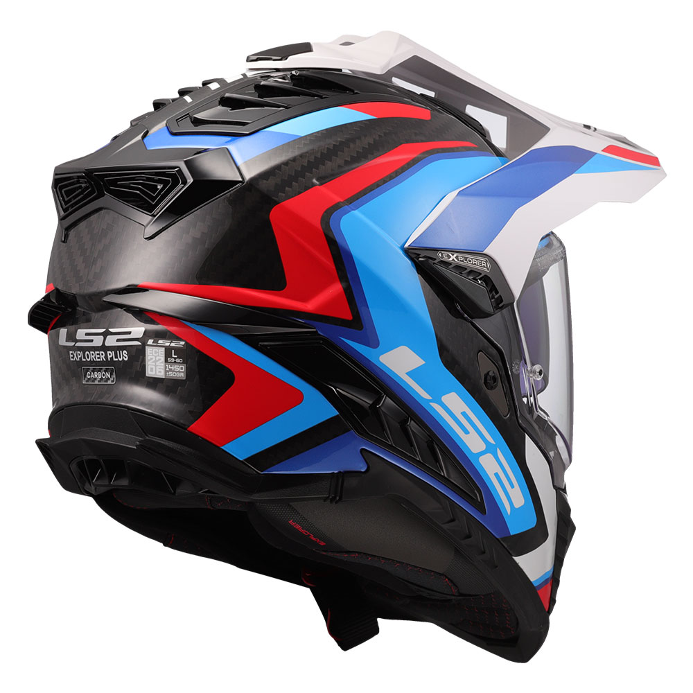 Kaciga LS2 Enduro MX701 EXPLORER CARBON FRONTIER II belo plavo crvena