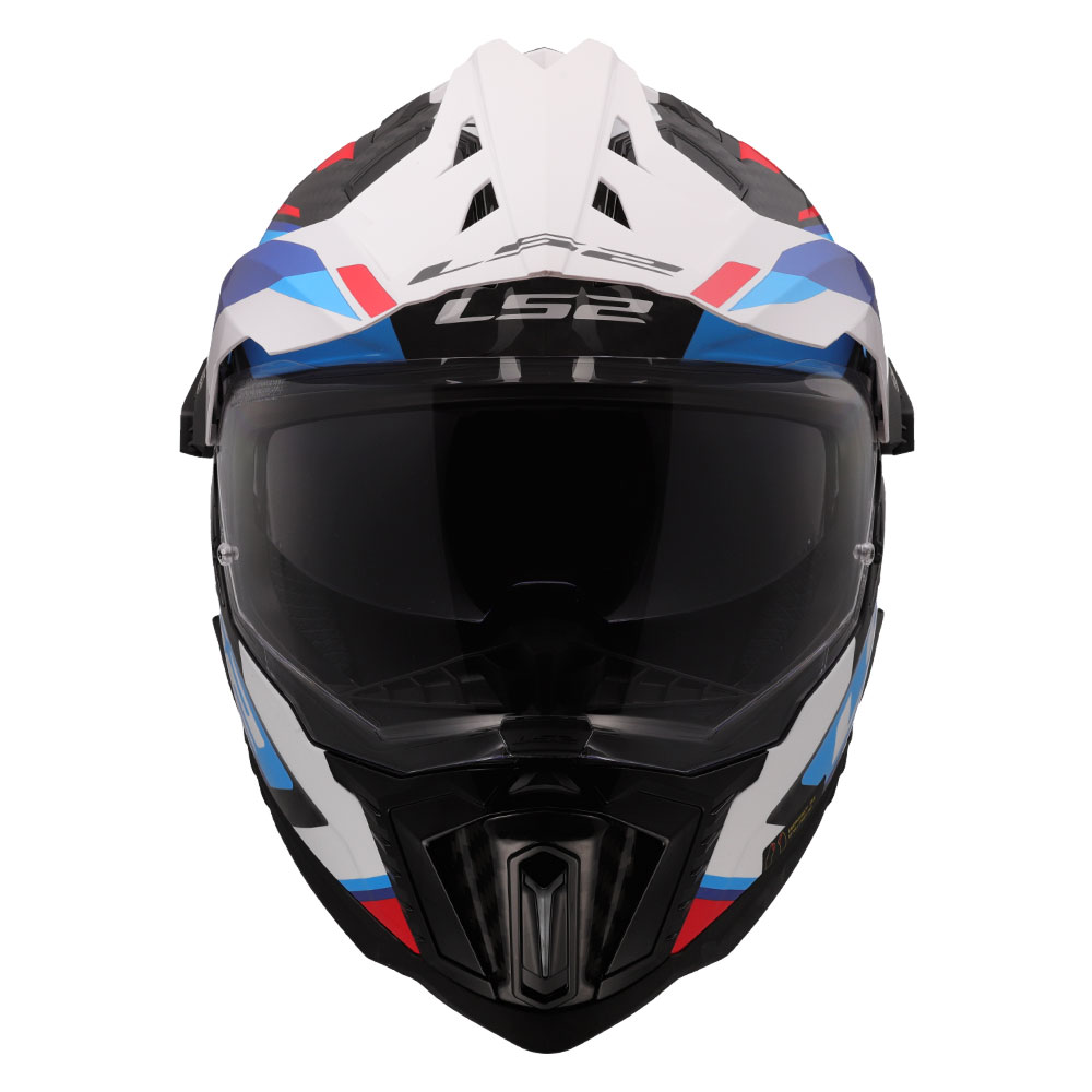 Kaciga LS2 Enduro MX701 EXPLORER CARBON FRONTIER II belo plavo crvena