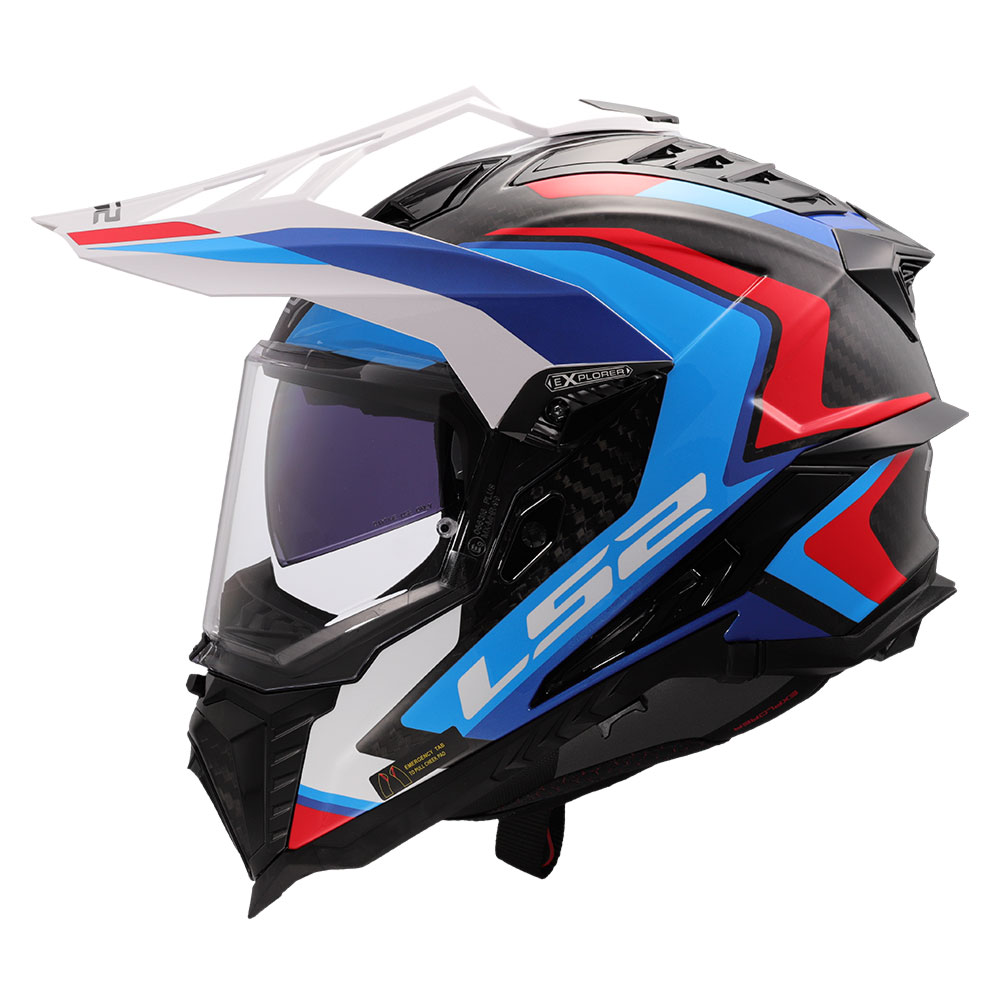 Kaciga LS2 Cross MX701 EXPLORER CARBON FRONTIER II belo plavo crvena