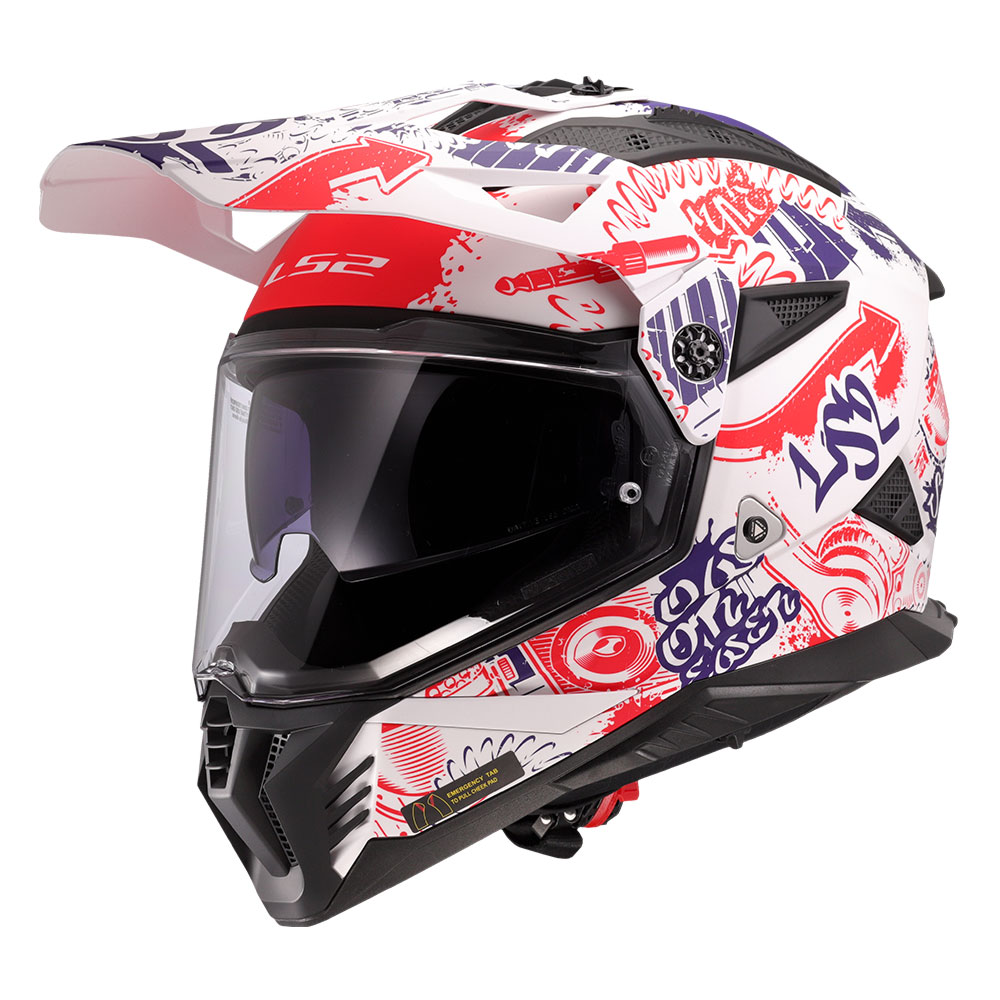 Kaciga LS2 Enduro MX702 PIONEER II FANTASY belo crveno plava L