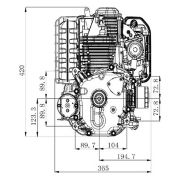 Motor ugradni traktor kosačice Zongshen 439cc ( 9,5 kW / 12,7 KS ) - radilica 25,4mm / 80mm
