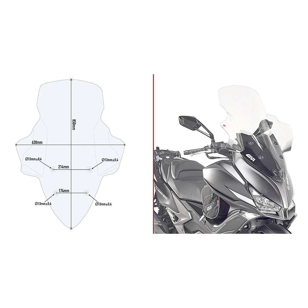 Vizir providni GIVI Kymco Xciting 400 (13-24) D6104ST