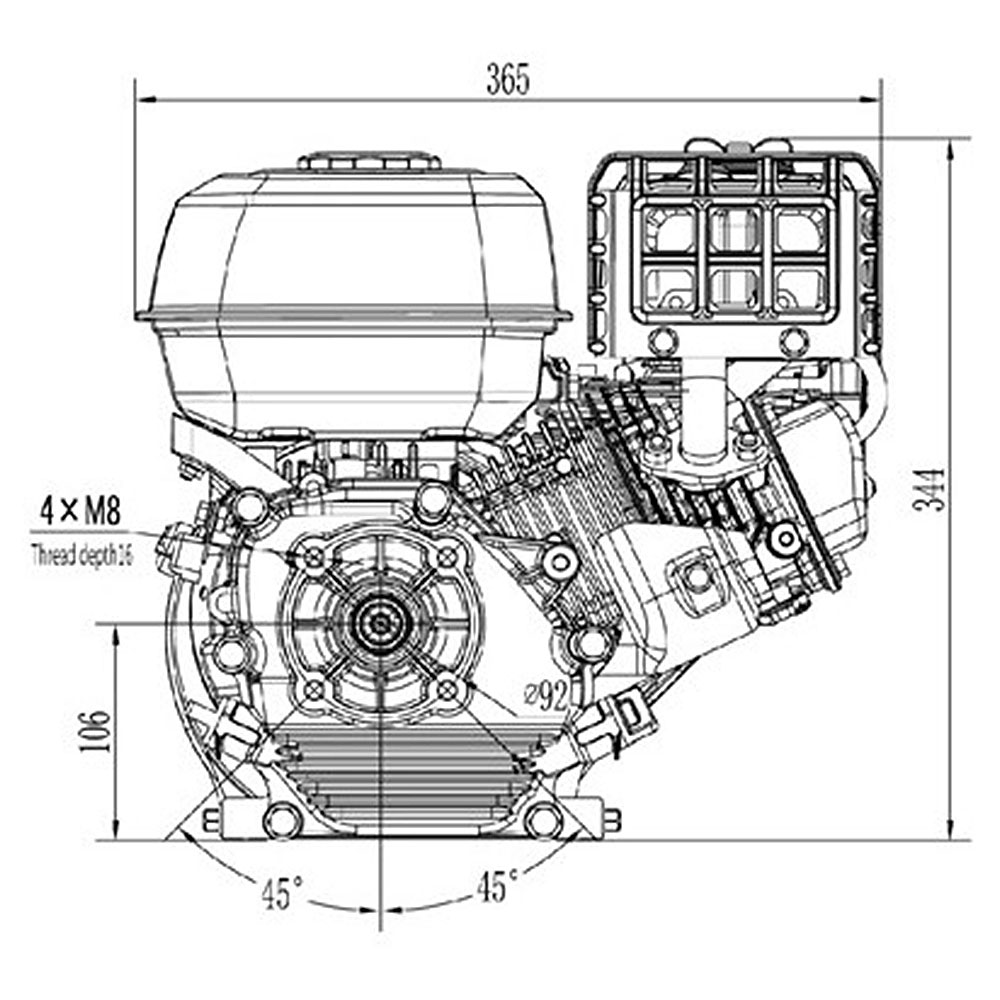 Motor ugradni Zongshen GB200 196cc ( 4,2 kW / 5,5 KS )  horizontalna radilica 19mm / 58mm