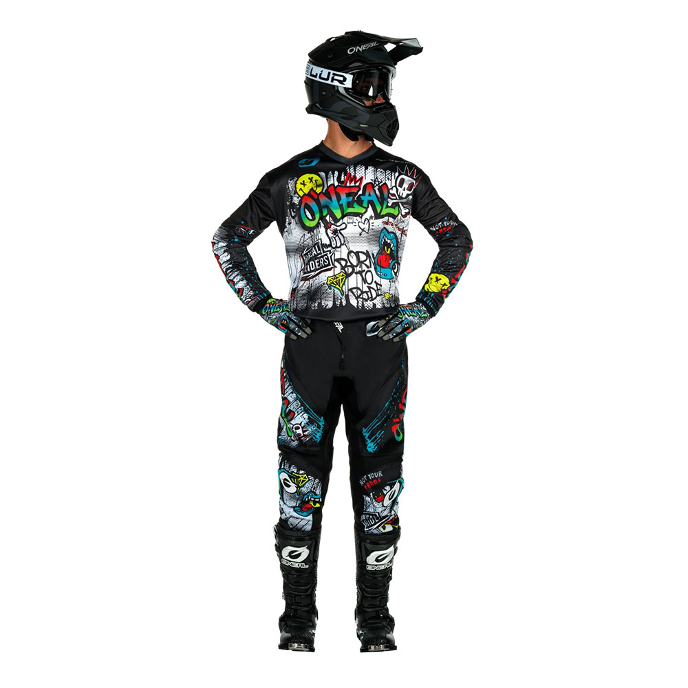 Pantalone Motocross ONEAL ELEMENT RANCID crno žute dečije 152/164