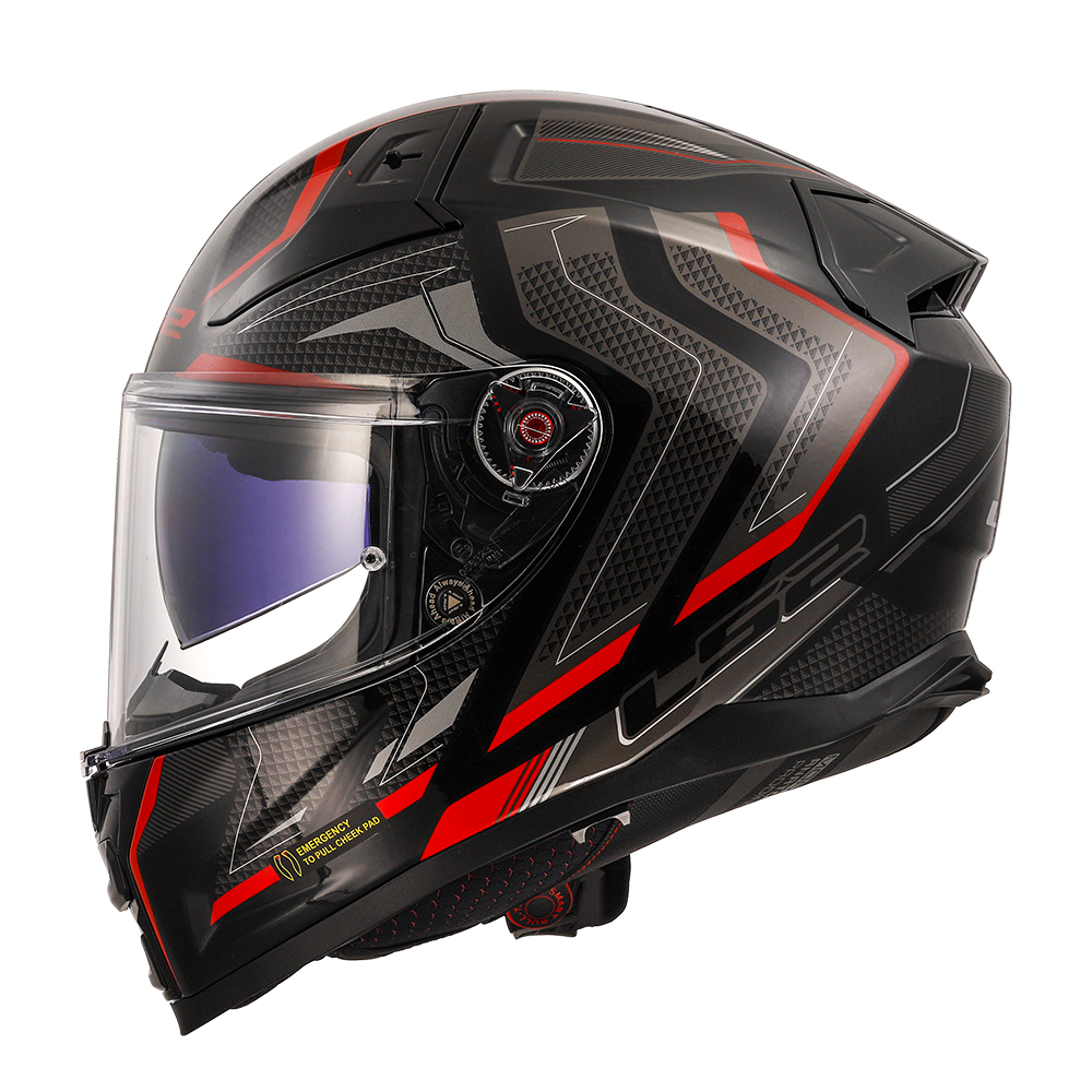 Kaciga LS2 Full Face FF811 VECTOR II ALIZER crno crvena sa naočarima XL