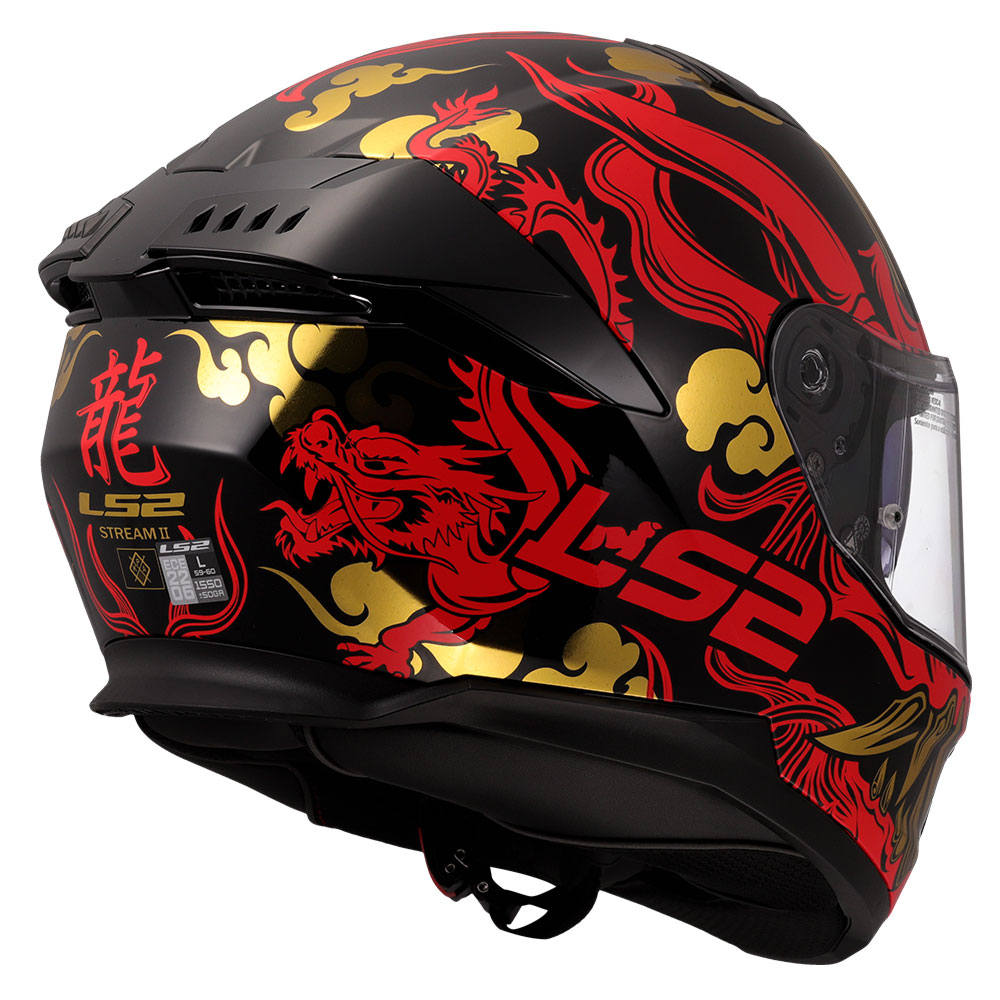 Kaciga LS2 Full Face FF808 STREAM II DRAKO crno crvena sa naočarima XL