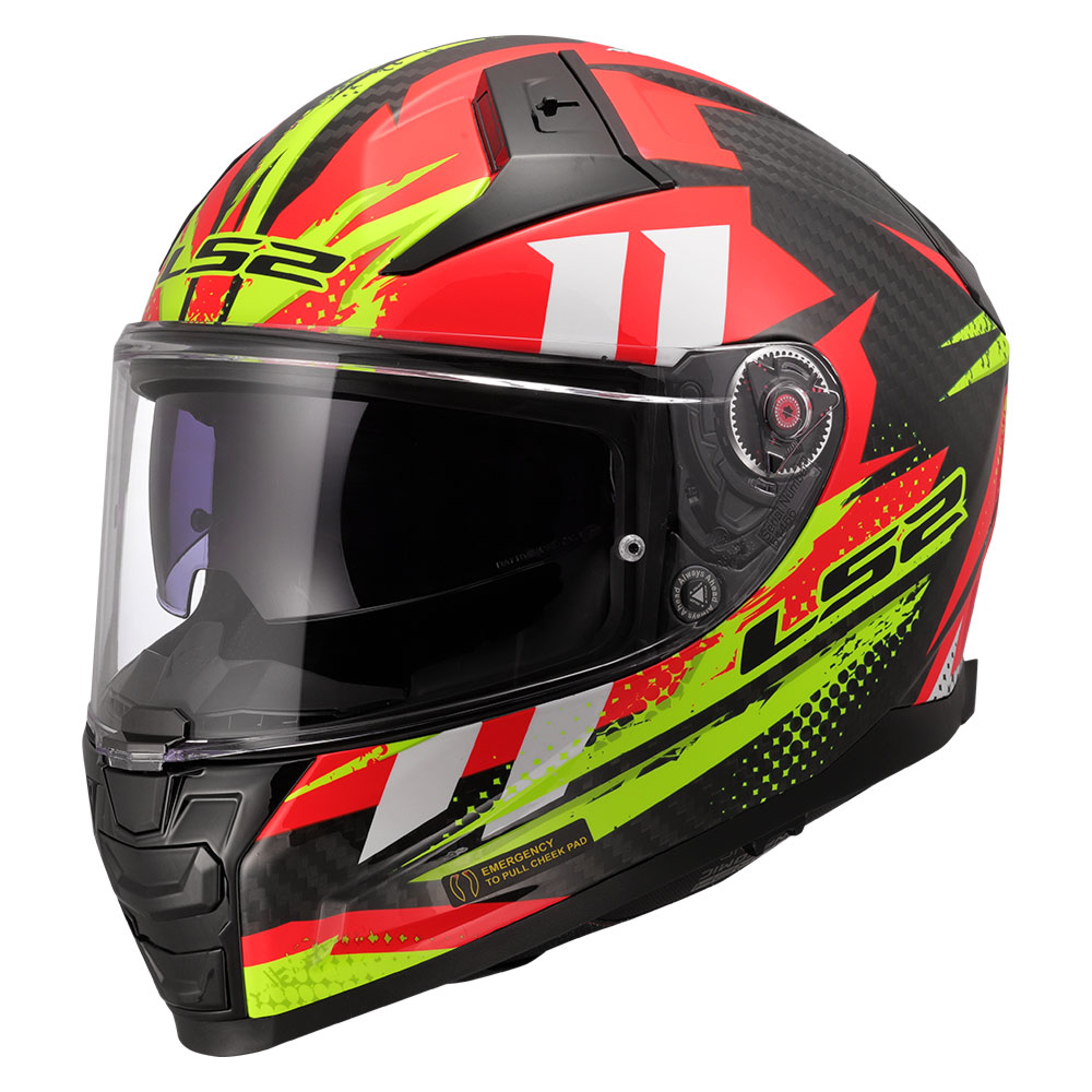 Kaciga LS2 Full Face FF811 VECTOR II CARBON TANTIC crveno žuta M