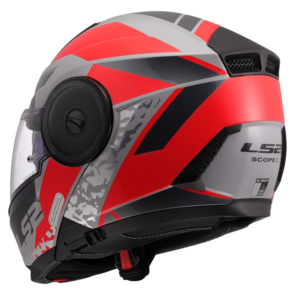 Kaciga LS2 Flip Up FF902 SCOPE II OXYD sivo crvena S
