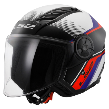 Kaciga LS2 Jet OF616 AIRFLOW II RUSH belo plavo crvena XS