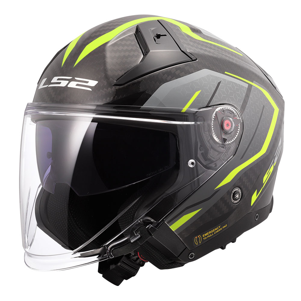 Kaciga LS2 Jet OF603 INFINITY II CARBON URUS crno žuta XL
