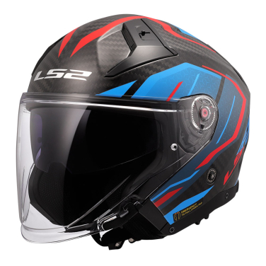 Kaciga LS2 Jet OF603 INFINITY II CARBON URUS plavo crvena XXL
