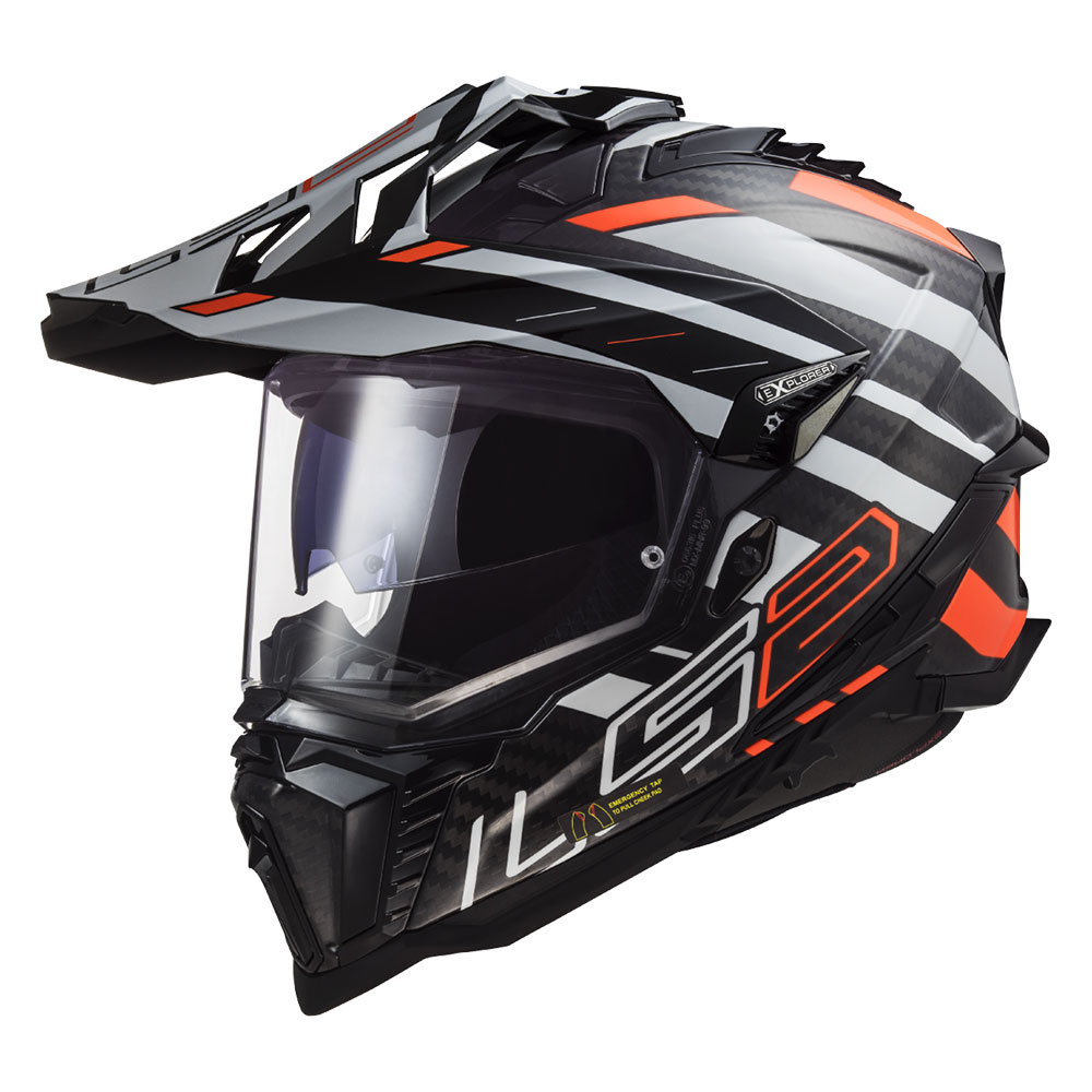 Kaciga LS2 Enduro MX701 EXPLORER EDGE CARBON crno narandžasta XL