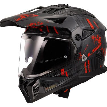 Kaciga LS2 Enduro MX702 PIONEER II CRAZY mat crno crvena M