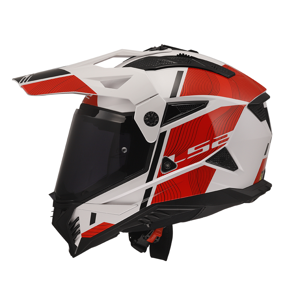 Kaciga LS2 Enduro MX702 PIONEER II HILL belo crvena XL
