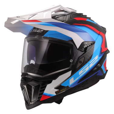 Kaciga LS2 Enduro MX701 EXPLORER CARBON FRONTIER II belo plavo crvena XXL